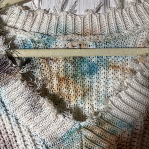 Main Strip Tie Dye Sweater Pullover V-neck Raw Hem Size M - Picture 4 of 12